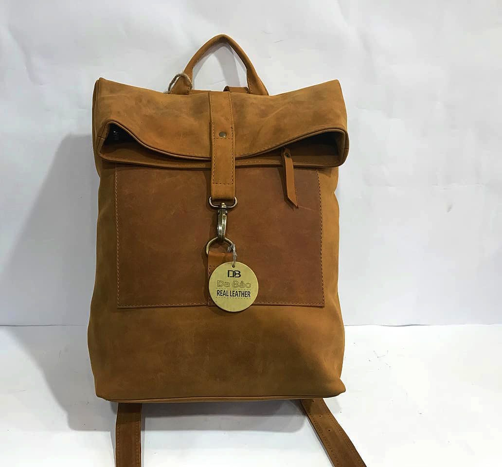 Hoi An Real Leather - Da Bao Real Leather: Leather Backpack bestseller: One buckle backpack made of suede buffalo leather.