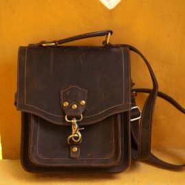 Hoi An Real Leather - Da Bao Real Leather: Mens Leather Satchel Bag. Made of buffalo leather. Outer and inner pockets for easy access.