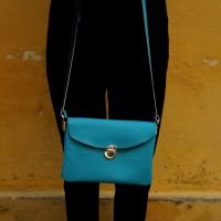 Hoi An Real Leather - Da Bao Real Leather: Leather Bags - Turquoise mini handbag.